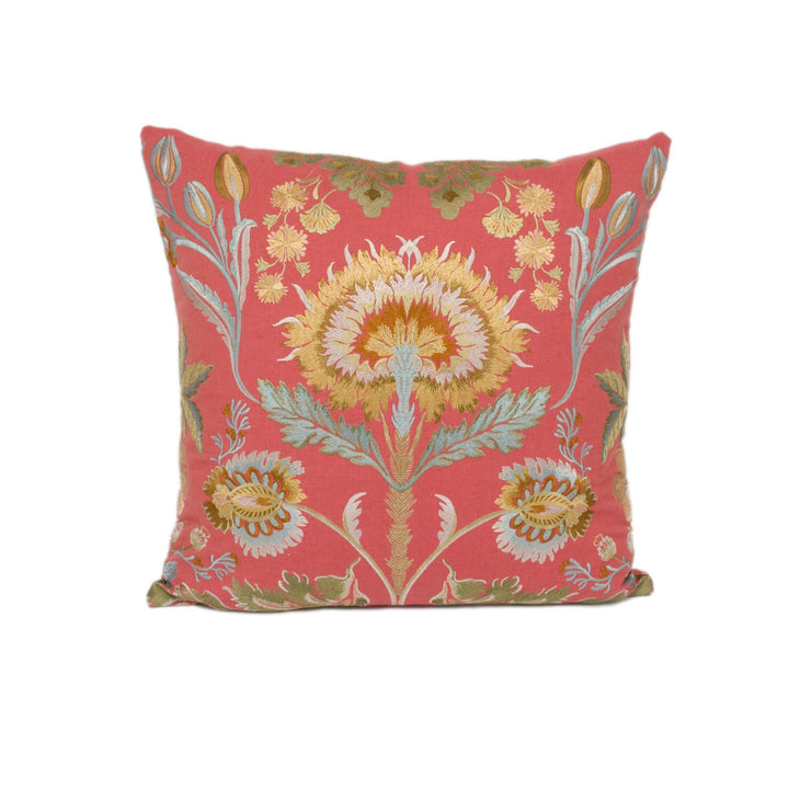 Colefax &amp; Fowler – Dianthus – Red – Cushion Cover – Grand Floral Embroidery
