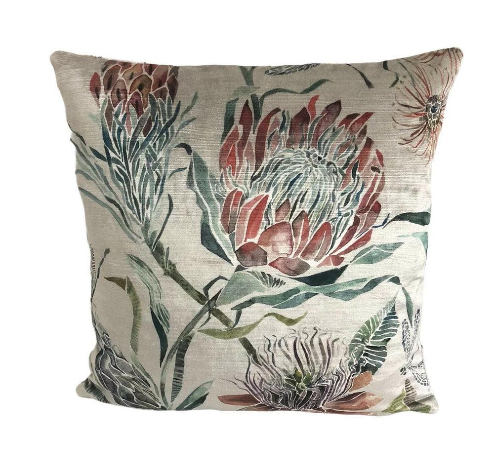 Voyage - Moorehaven Velvet - Strawberry - Stunning Thistle & Dragonfly Velvet Cushion Cover - Handmade Throw Pillow Designer Home Decor.