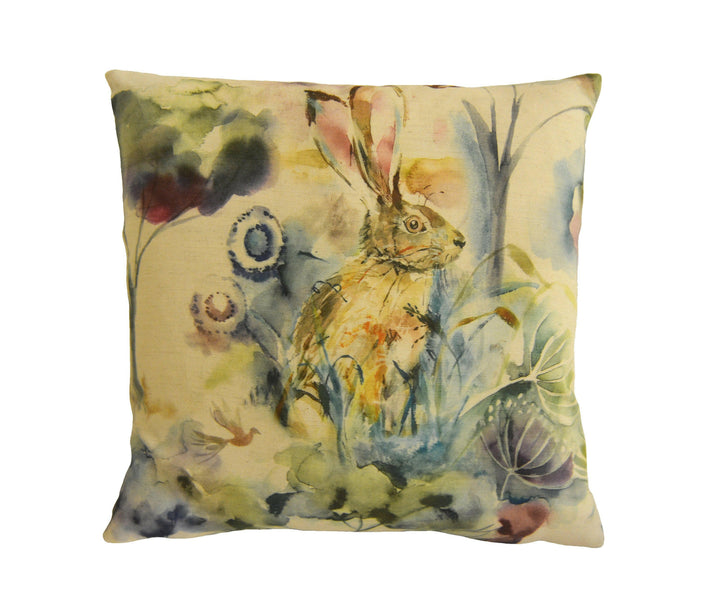Voyage - Grassmere - Sweetpea -  Sweet Countryside Fox &amp; Hare Cushion Cover - Handmade Throw Pillow Designer Home Decor.