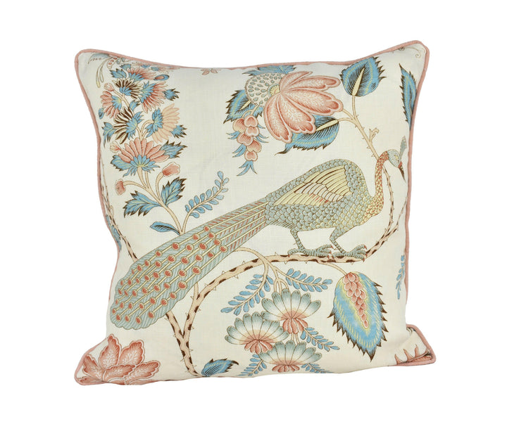 Schumacher - Campagne - Peacock &amp; Rouge - Lush Lively French Floral Designer Cushion Cover - Handmade Throw Pillow - Designer Home Decor.