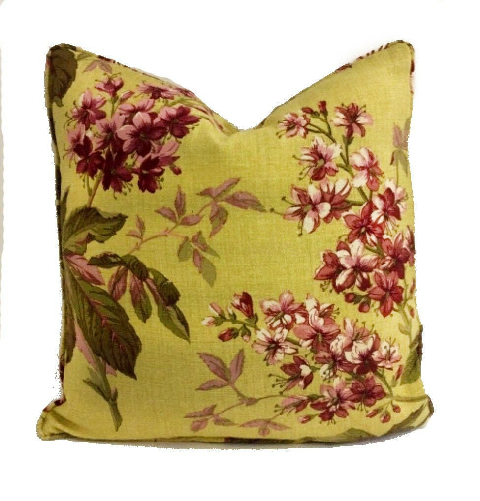 Sanderson - Pavia - Linden / Plum - Cushion Cover Throw Pillow Designer Home Decor.
