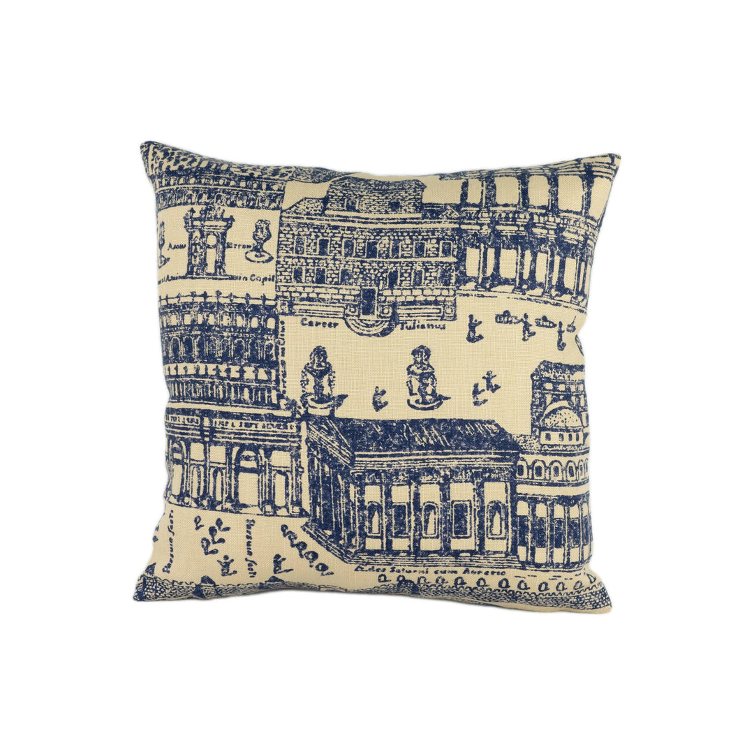 Zoffany - Rome - Taupe / Indigo - Stunning Woven Roman Landscape Cushion Cover - Handmade Throw Pillow Designer Home Decor.
