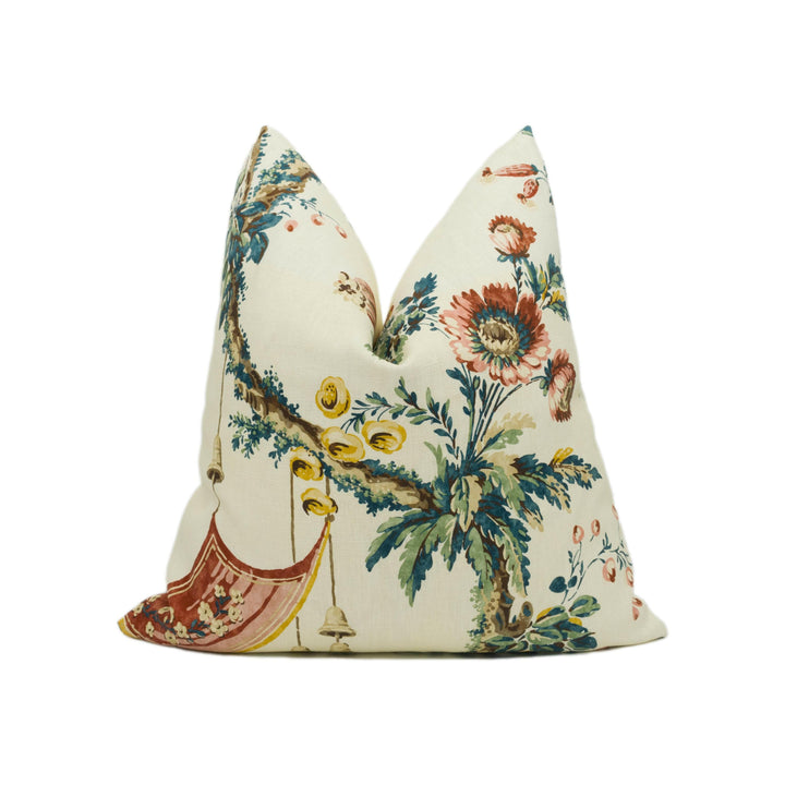 Zoffany - Emperor's Musician - Russet - Trailing Floral Vine Chinoiserie Cushion Cover - Handmade Throw Pillow - Designer Home Décor.