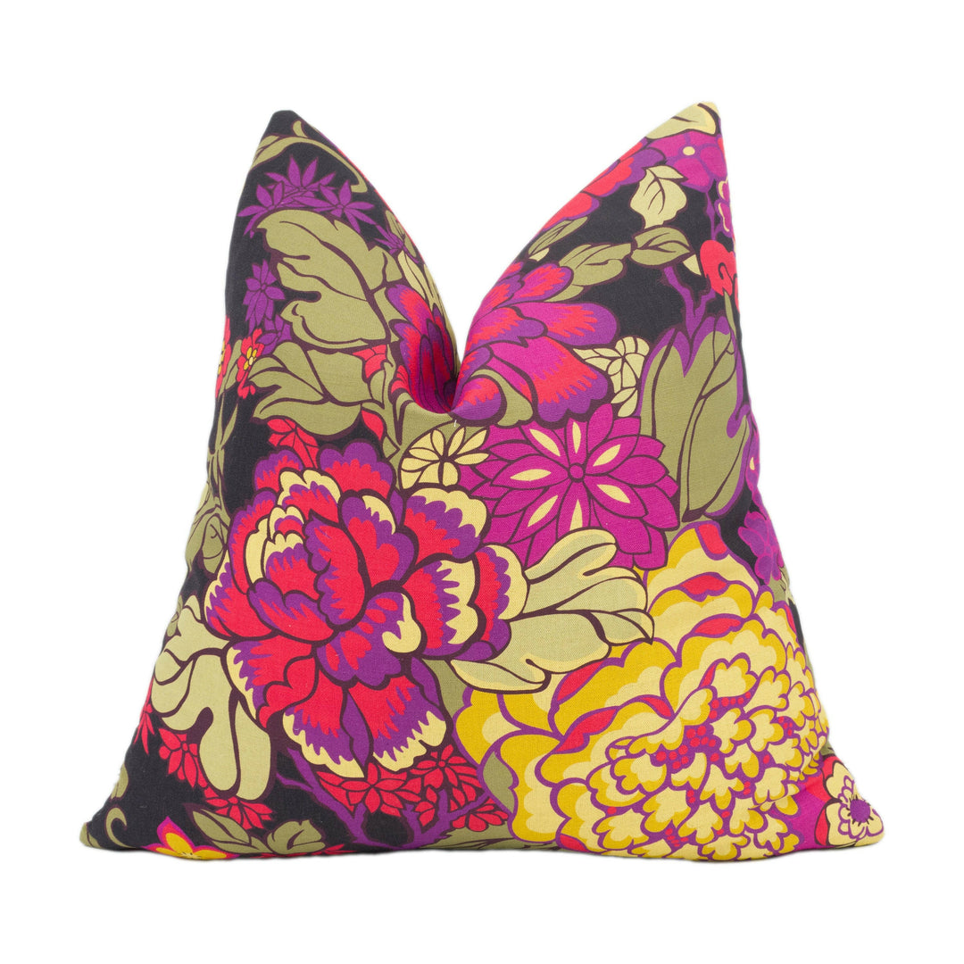 Liberty Art Fabrics - Garden - Black - Bold Colourful Floral Cushion Cover - Throw Pillow Designer Home Décor.