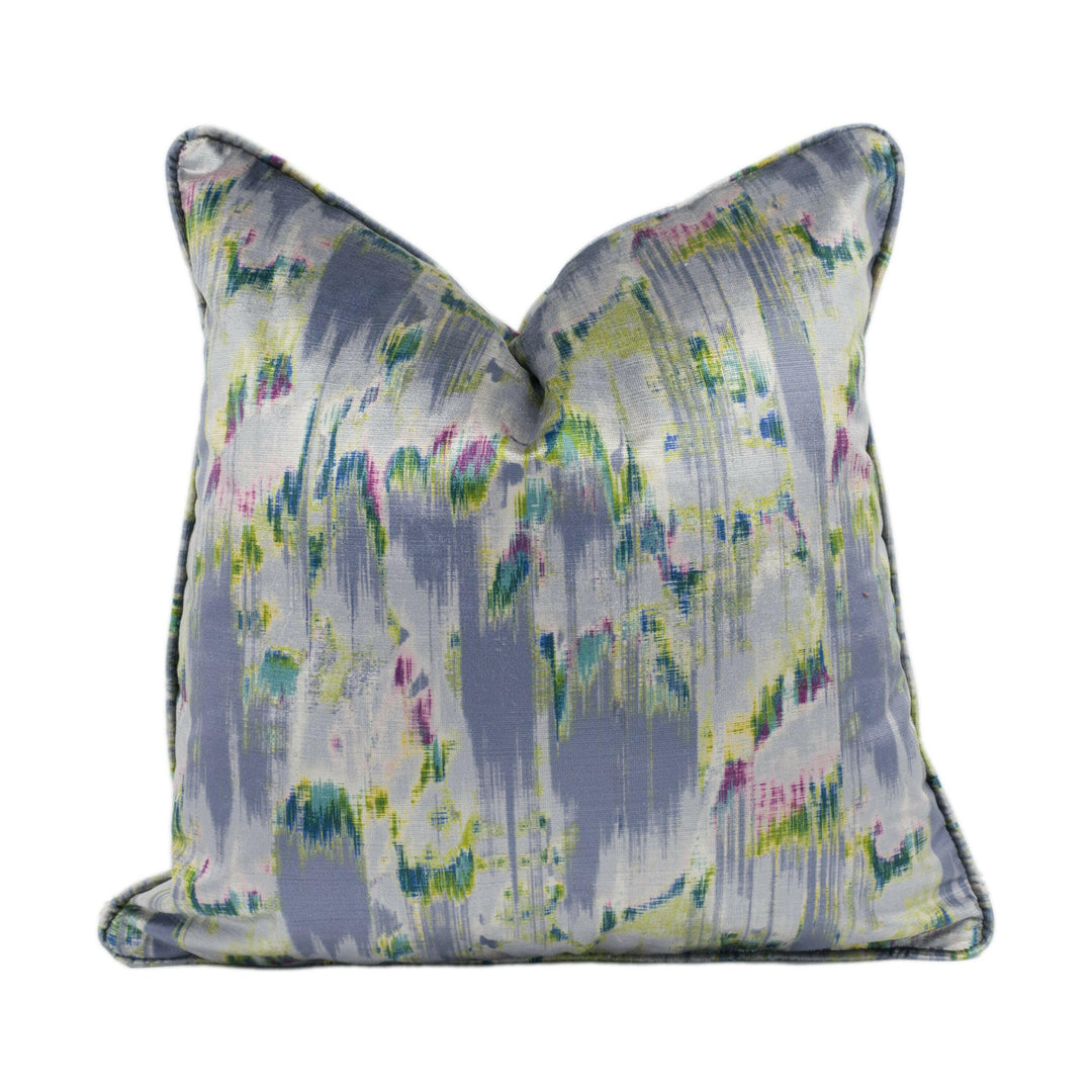 Panaz - Solaris - Cornflower - Subtle Feathered Abstract Velvet Cushion Cover - Handmade Throw Pillow - Designer Home Décor.