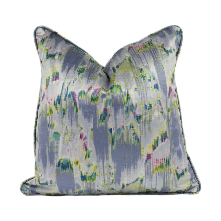 Panaz - Solaris - Cornflower - Subtle Feathered Abstract Velvet Cushion Cover - Handmade Throw Pillow - Designer Home Décor.