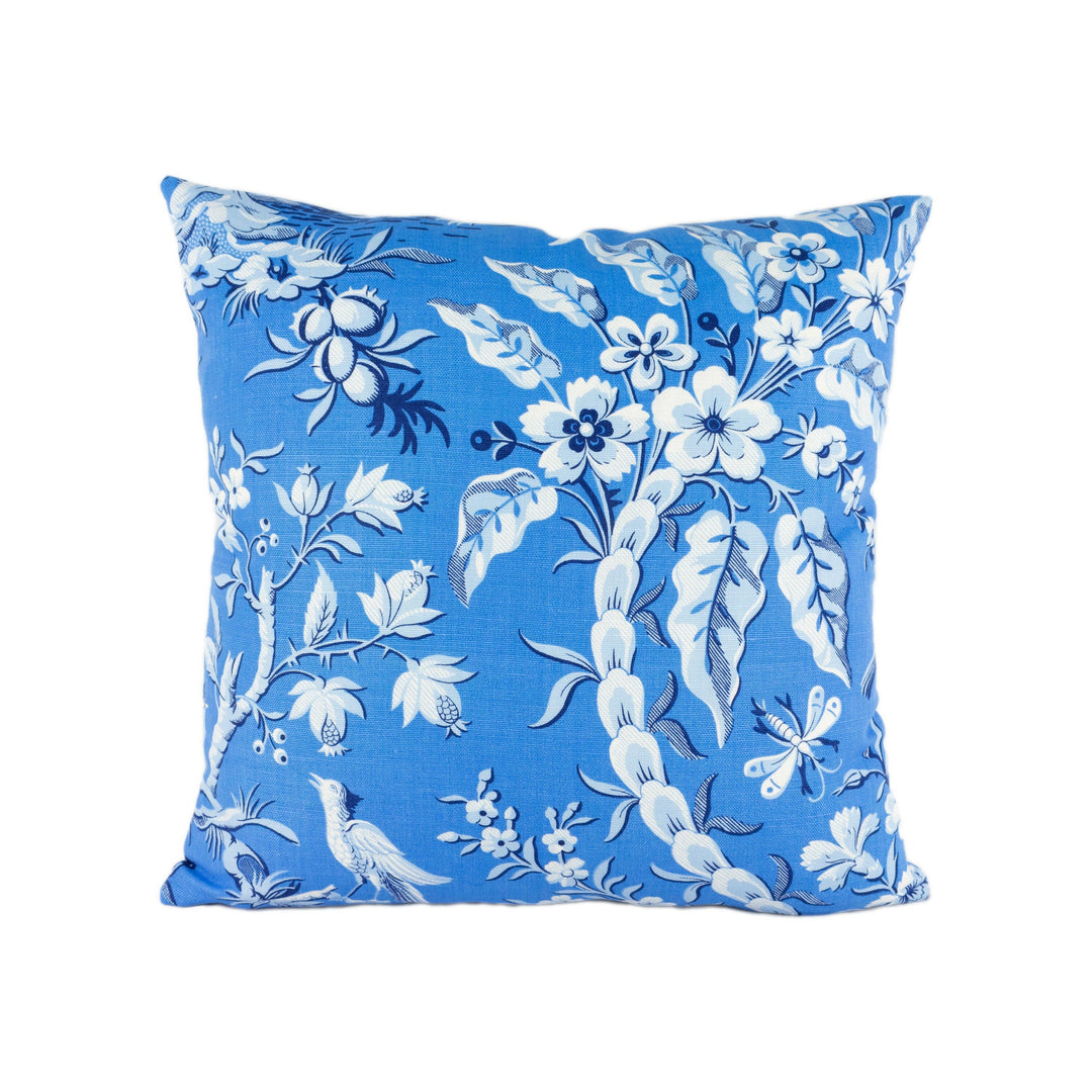 Thibaut - Pagoda Garden - Blue - Antique Far East Chinoiserie Pagoda Designer Cushion Cover - Luxury Throw Pillow - Handmade Home Decor.