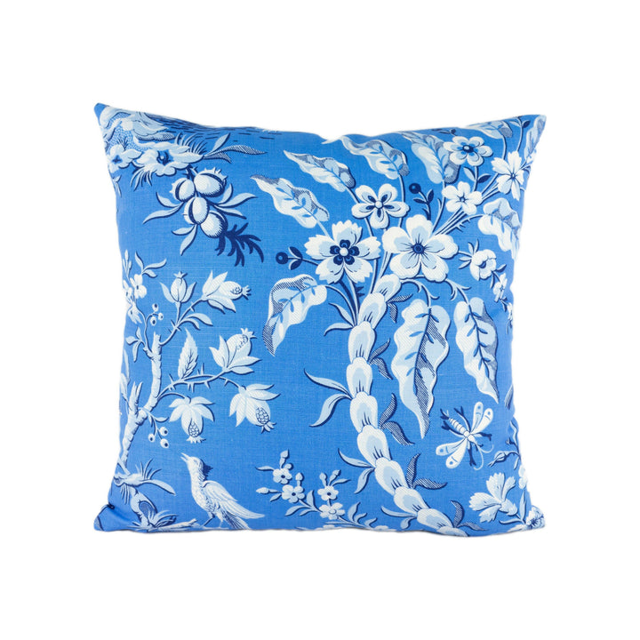Thibaut - Pagoda Garden - Blue - Antique Far East Chinoiserie Pagoda Designer Cushion Cover - Luxury Throw Pillow - Handmade Home Decor.