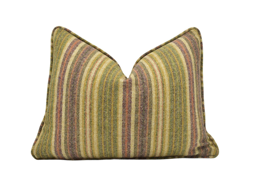 Abraham Moon - Burleigh - Olive -  100% Wool Cushion Cover - Designer Plaid Pillow Cover - Handmade Custom Abraham Moon Pillow.