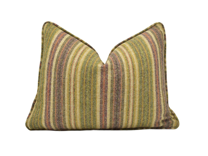 Abraham Moon - Burleigh - Olive -  100% Wool Cushion Cover - Designer Plaid Pillow Cover - Handmade Custom Abraham Moon Pillow.