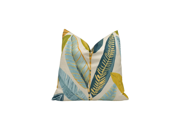Scion - Hikkaduwa - Tangerine  - Painterly Sri Lankan Banana Leaves Cushion Cover - Handmade Throw Pillow - Designer Home Decor.