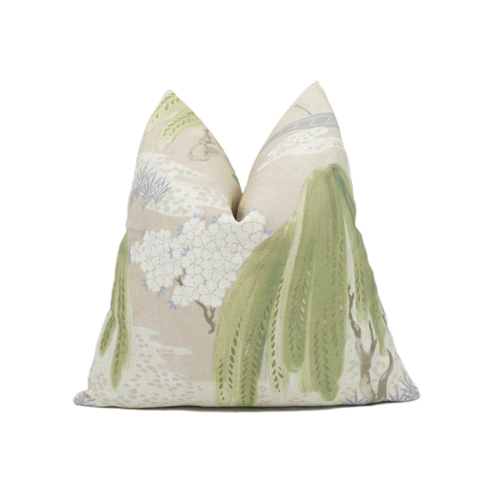 Anna French x Thibaut - Willow Tree - Beige - Symbolic Spiritual Japanese Willow Tree Designer Cushion Cover - Luxury Throw Pillow Handmade.