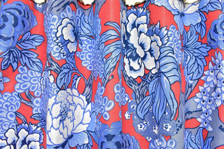 Thibaut - Honshu - Red and Blue - Made to Measure Curtains - draper panels Designer Home Décor.