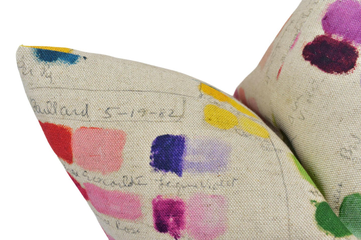 John Derian x Designers Guild - Mixed Tones - Canvas - Charming Artist Palette Designer Cushion Cover - Modern Luxury Throw Pillow Handmade.