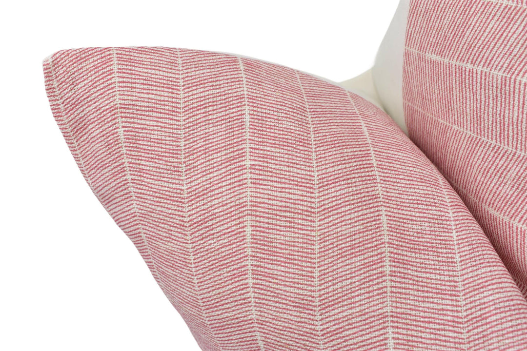 Andrew Martin - Furrow - Pink - Rustic Elegant Herringbone Designer Cushion Cover - Pretty Luxury Throw Pillow - Delicate Home Décor.