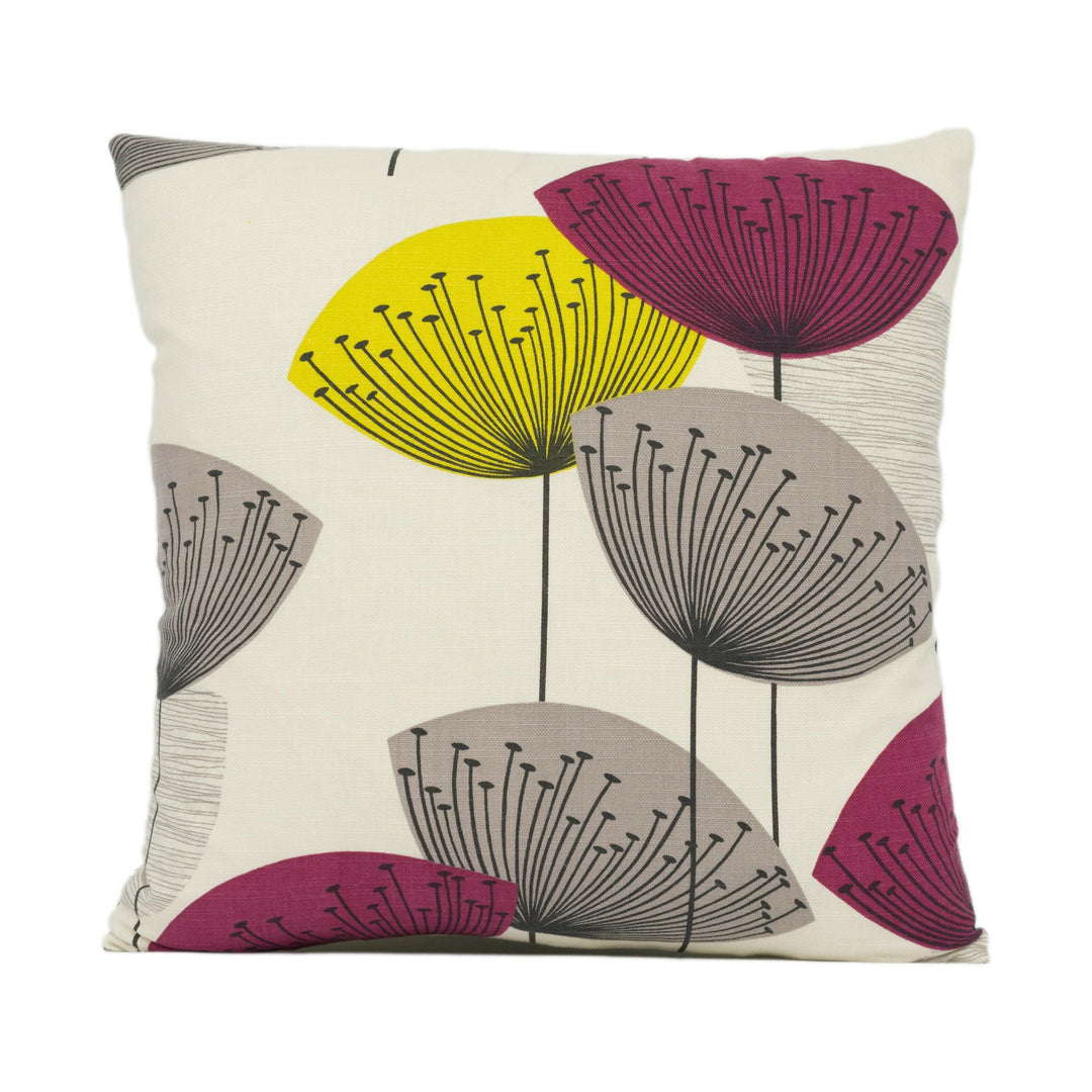 Sanderson - Dandelion Clocks - Blackcurrant - Mid Century Inspired Floral Cushion Cover Throw Pillow Designer Home Décor.