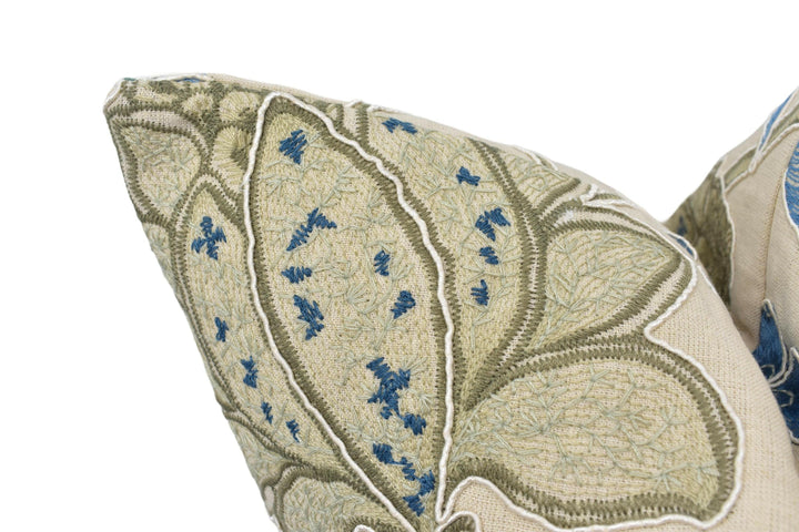 GP & J Baker - Bakers Indienne Embroidery - Soft Blue - Signature Baker Designer Cushion Cover - Embroidered Floral Pillow Cover - Blue.