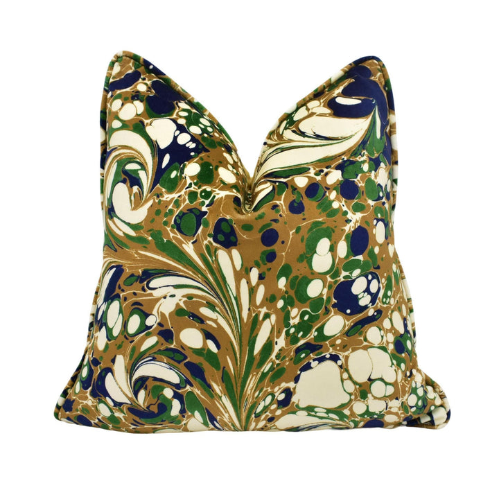 Beata Heuman - Dappled Velvet - Modern Abstract Ink Marble Tie Dye Velvet Cushion Cover - Handmade Throw Pillow - Designer Home Decor.