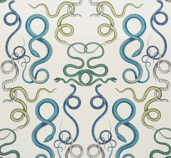 Charlap Hyman &amp; Herrero for Schumacher - Giove - Emerald and Sapphire - Majestic Mythological Snake Cushion Cover Designer Throw Pillow