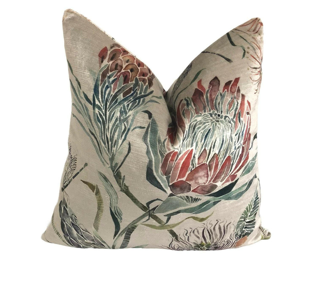 Voyage - Moorehaven Velvet - Strawberry - Stunning Thistle & Dragonfly Velvet Cushion Cover - Handmade Throw Pillow Designer Home Decor.