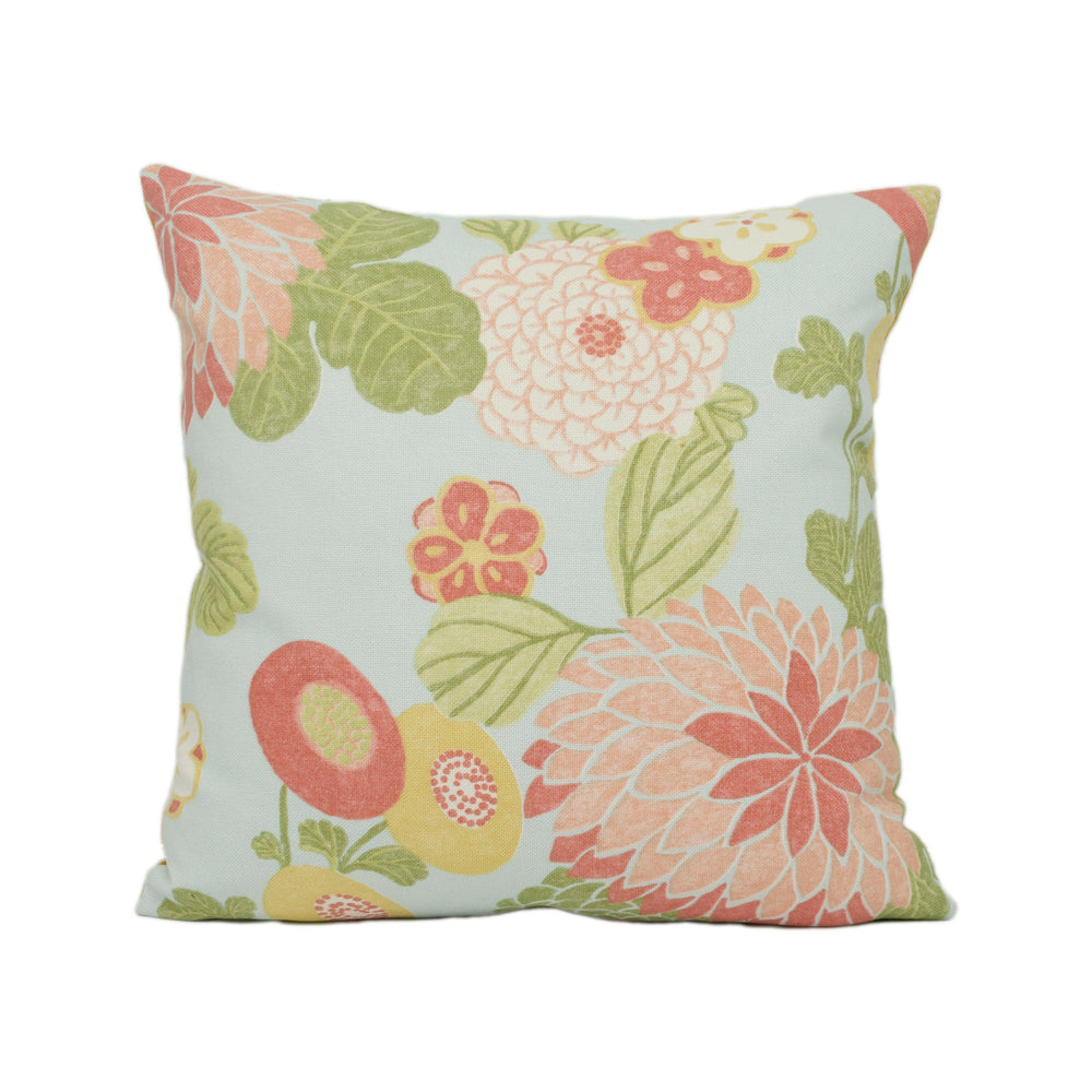 Thibaut - Coco - Aqua - Bright Colourful Floral Cushion Cover - Handmade Throw Pillow - Designer Home Décor.