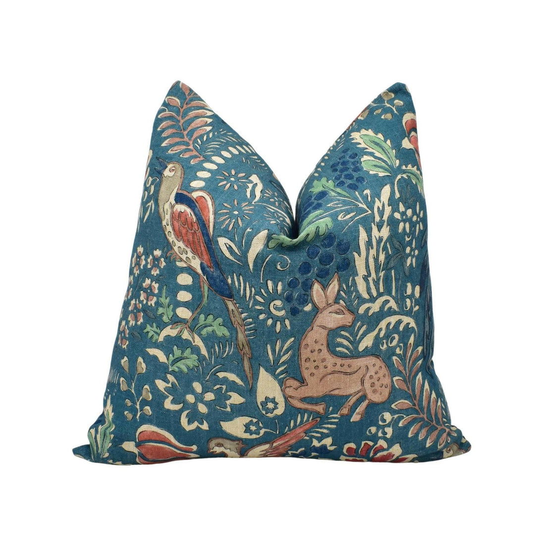 Mulberry Home - Fantasia - Teal - Enchantingly Rich Nostalgic Forest Creatures Designer Cushion Cover - Luxury Throw Pillow Handmade Home.