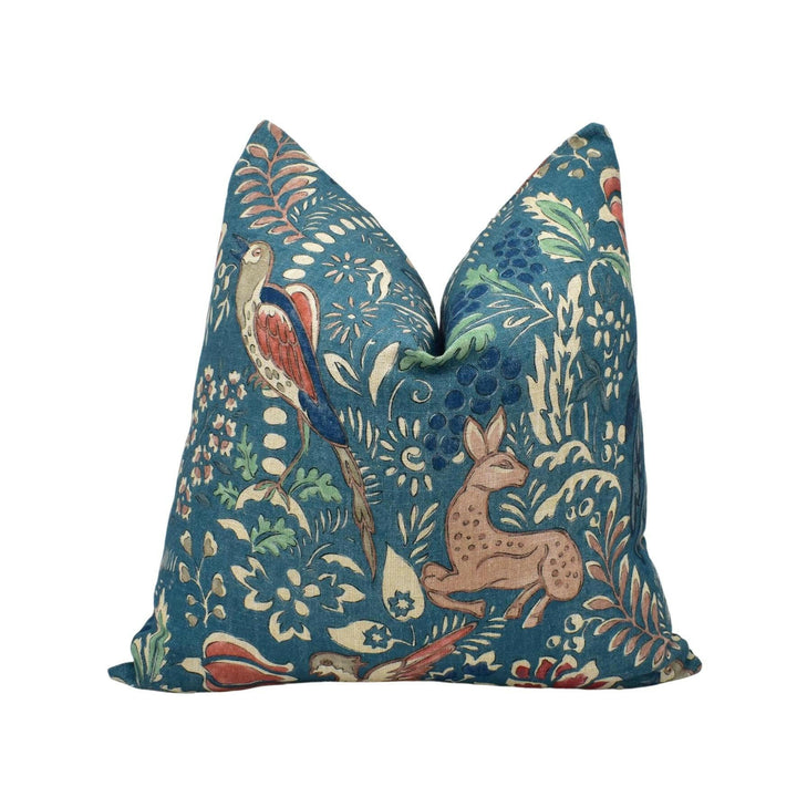 Mulberry Home - Fantasia - Teal - Enchantingly Rich Nostalgic Forest Creatures Designer Cushion Cover - Luxury Throw Pillow Handmade Home.