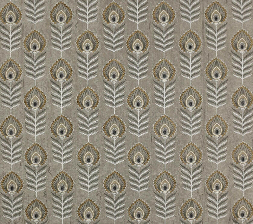 Jane Churchill - Sula - Silver - Bold Embroidered Jewel Peacock Feather Designer Cushion Cover - Luxury Throw Pillow - Handmade Home Decor.