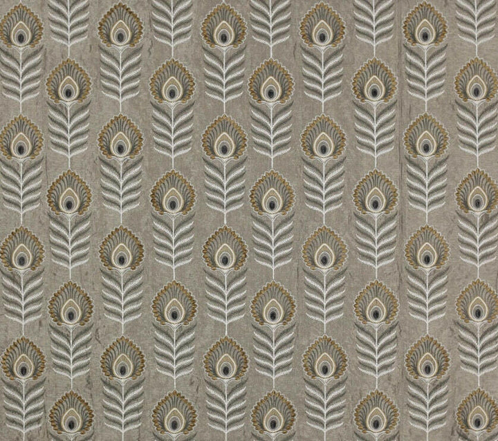 Jane Churchill - Sula - Silver - Bold Embroidered Jewel Peacock Feather Designer Cushion Cover - Luxury Throw Pillow - Handmade Home Decor.