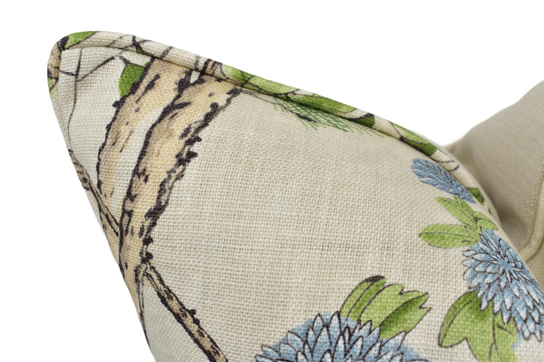 Thibaut - Katsura - Cream &amp; Lavender - Japanese Maple Floral Designer Cushion Cover - Cream Purple Bird Throw Pillow - Asian Inspired Pillow.