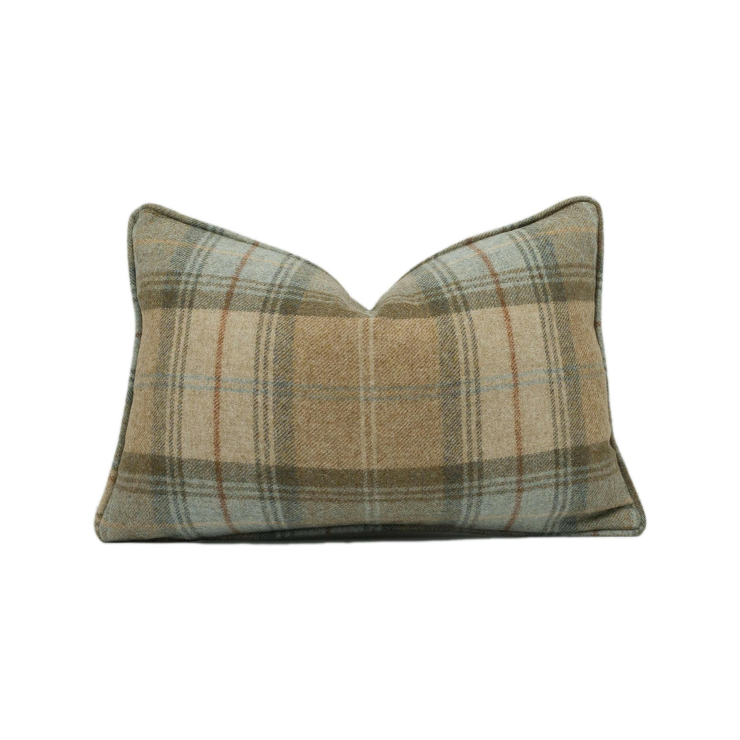 Abraham Moon - Stroud - Eau De Nil - 100% Wool Cushion Cover - Designer Plaid Pillow Cover - Handmade Custom Abraham Moon Pillow.