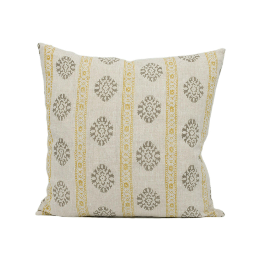 GP & J Baker - Alma - Ochre / Mole - Indian Inspired Striped Cushion Cover - Handmade Throw Pillow - Designer Home Décor.