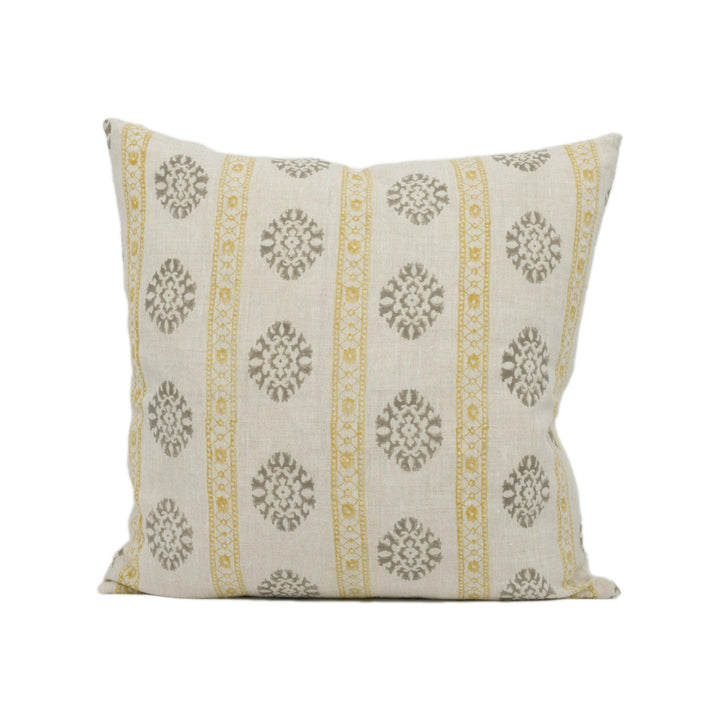 GP & J Baker - Alma - Ochre / Mole - Indian Inspired Striped Cushion Cover - Handmade Throw Pillow - Designer Home Décor.