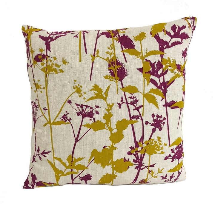 Harlequin & Clarissa Hulse - Nettles - Natural / Tumeric / Magenta - Lovely Floral Cushion Cover Throw Pillow Designer Home Decor.