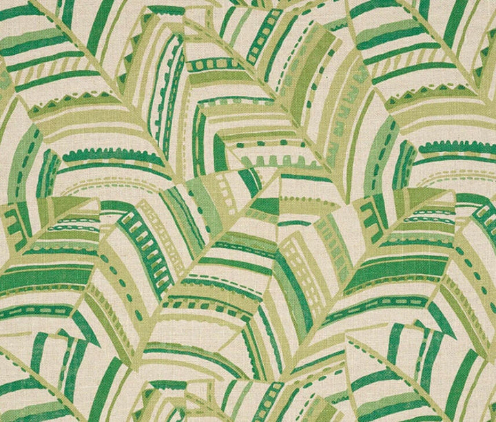 Schumacher -  Deco Leaves - Palm - Sophisticated 1920's Leaf Designer Cushion Cover - Handmade Throw Pillow Designer Home Decor.