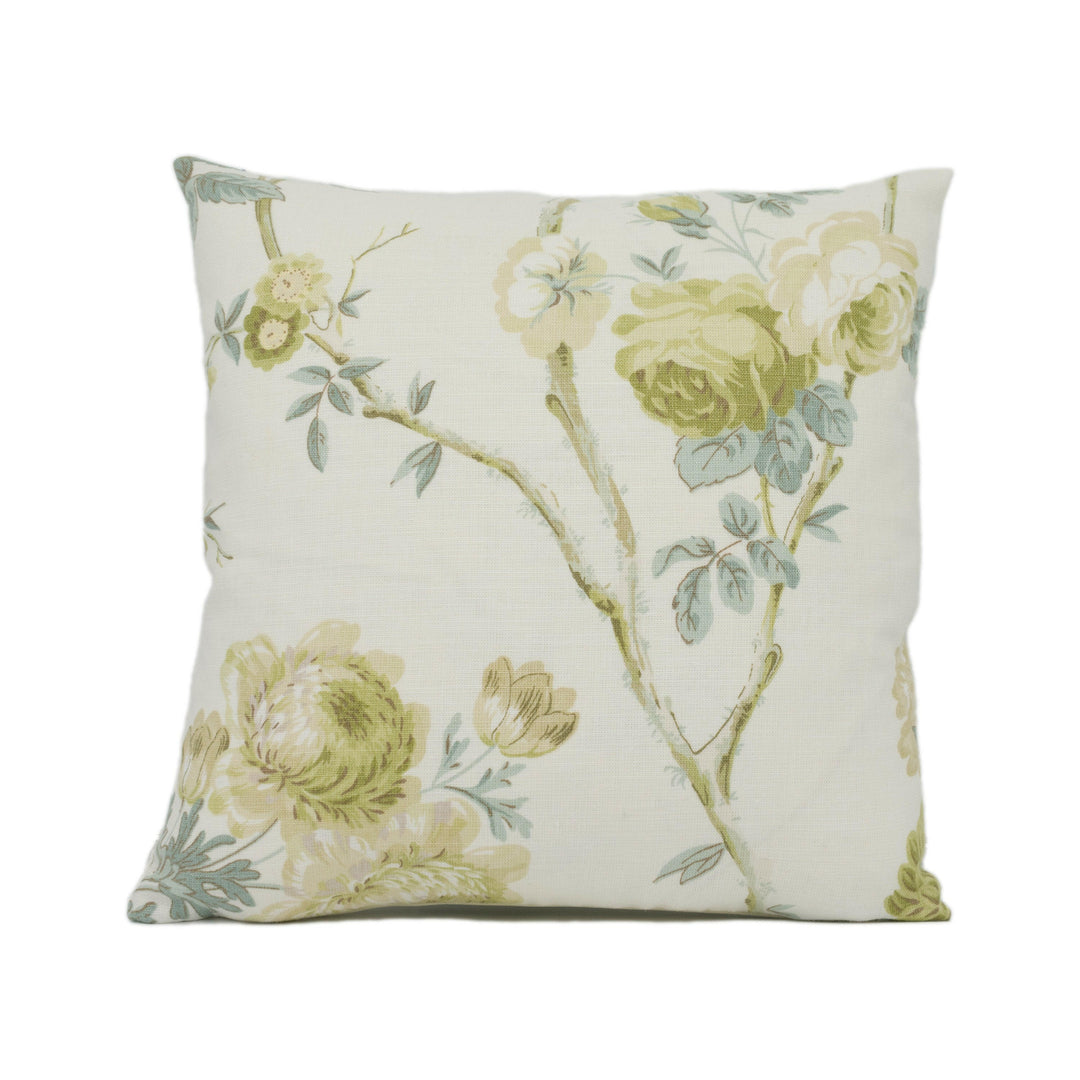 Lee Jofa - Allegra Linen - Green / Aqu - Pretty Floral Cushion Cover - Handmade Throw Pillow - Designer Home Décor.