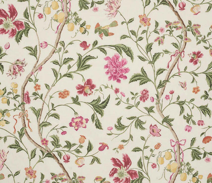 Schumacher - Citronier - Fuchsia - Chinese Inspired Floral Chintz - Designer Cushion Cover - Handmade Throw Pillow - Luxury Home Decor.