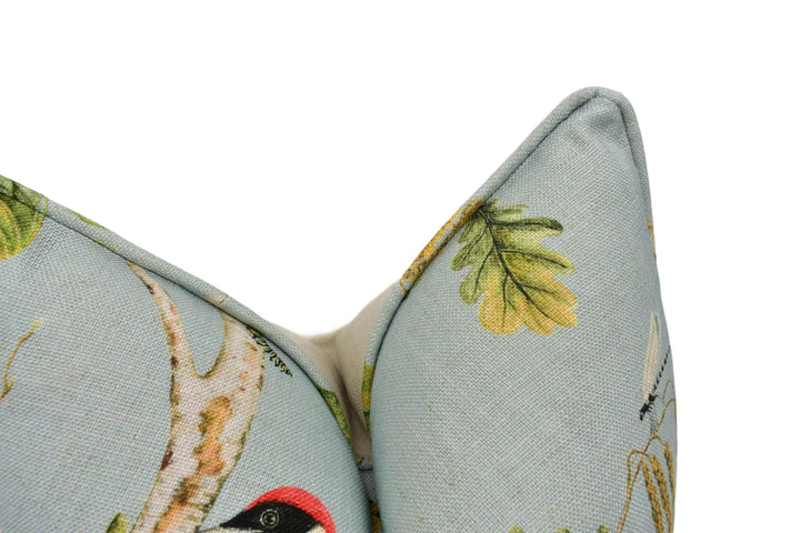 Sanderson - Woodland Chorus - Sky Blue / Multi - Bestselling Delicate Floral Birds &amp; Foliage Designer Cushion Cover - Luxury Throw Pillow.