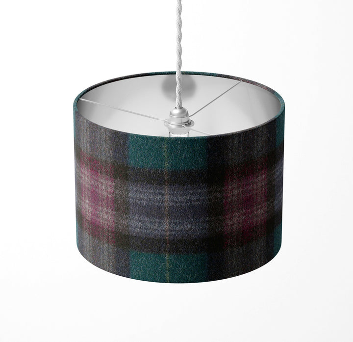 Abraham Moon - Threshfield - Jade - Lampshade Stunning Handmade, Drum Plaid Lamp Shade, Home Decor.