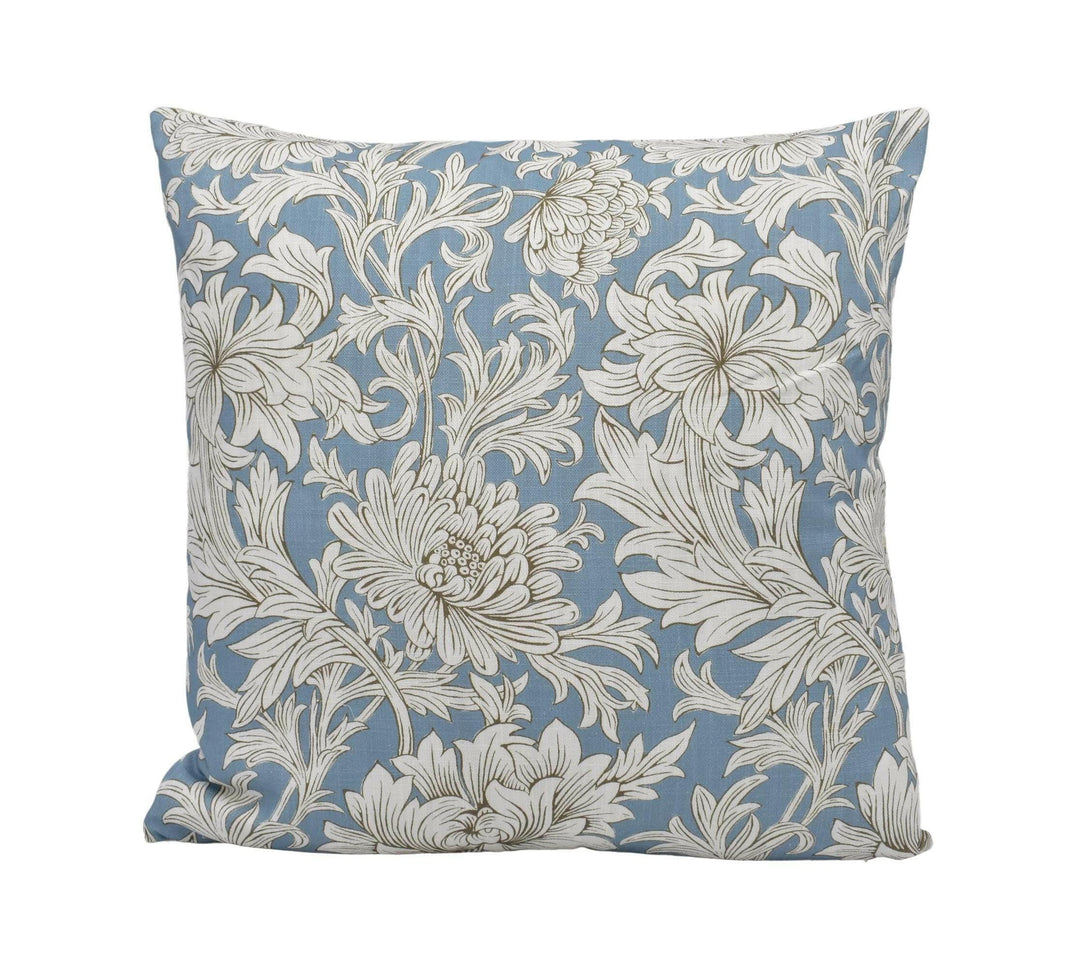 William Morris - Chrysanthemum Toile - Slate - Toile Floral Cushion Cover - Simply Blue Pillow Cover - Custom Designer Throw Pillow - Flower.
