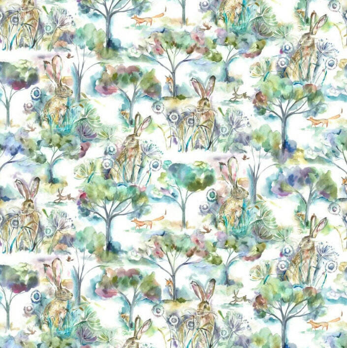 Voyage - Grassmere - Sweetpea -  Sweet Countryside Fox &amp; Hare Cushion Cover - Handmade Throw Pillow Designer Home Decor.