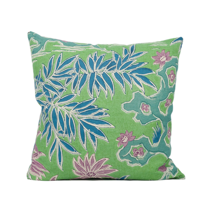 Jim Thompson - Malay - Parrot Green - Colourful Bright Exotic Garden Floral Cushion Cover - Handmade Throw Pillow - Designer Home Décor.