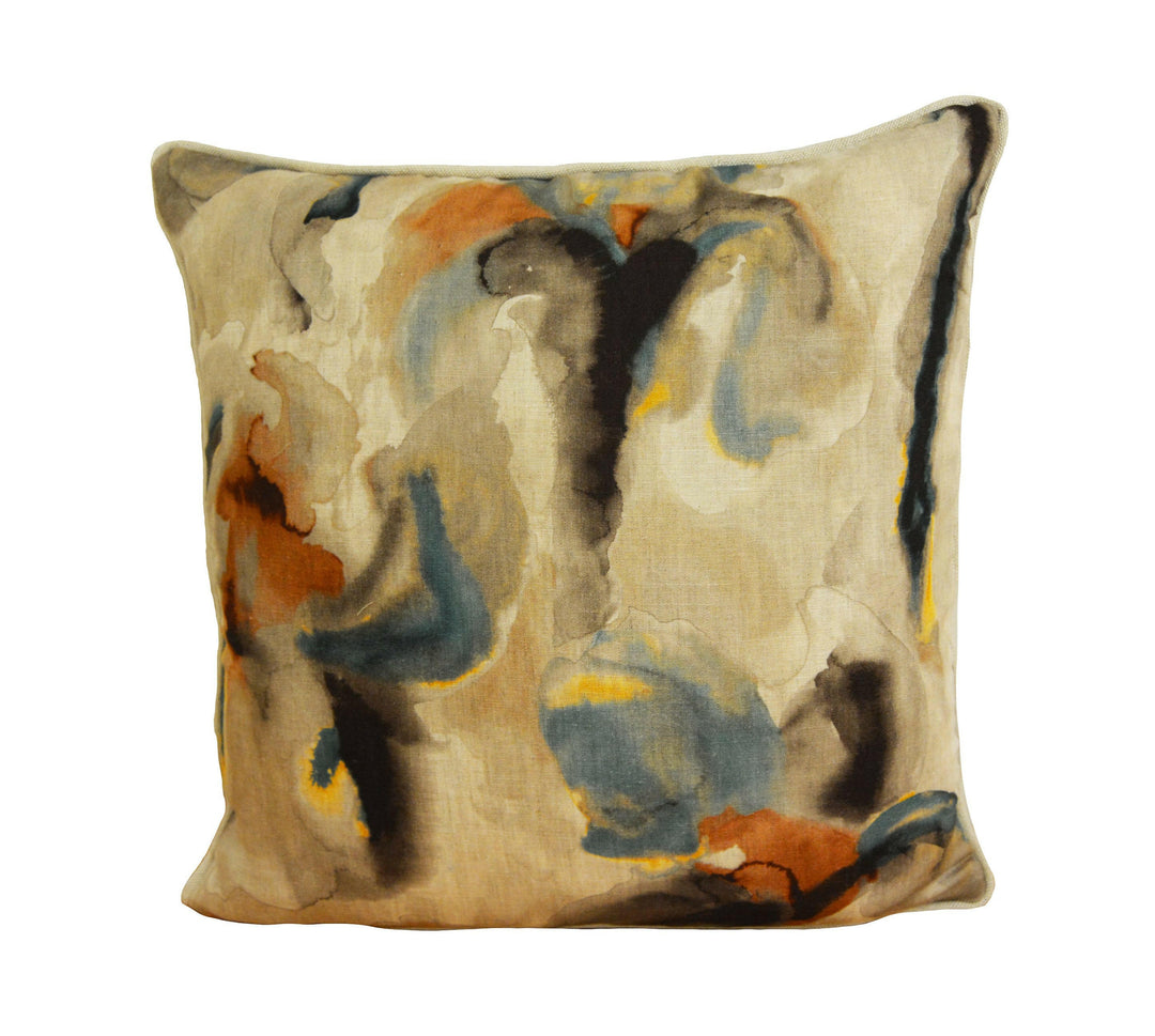 Zoffany - Water Iris - Peacock / Copper - Abstract Water Lily Cushion Cover - Handmade Brushstroke Throw Pillow Designer Home Decor.