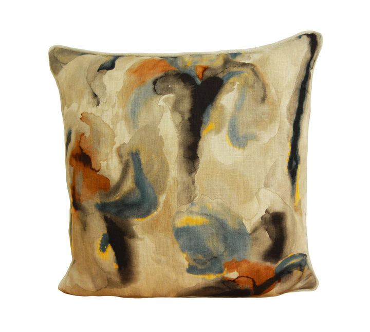 Zoffany - Water Iris - Peacock / Copper - Abstract Water Lily Cushion Cover - Handmade Brushstroke Throw Pillow Designer Home Decor.