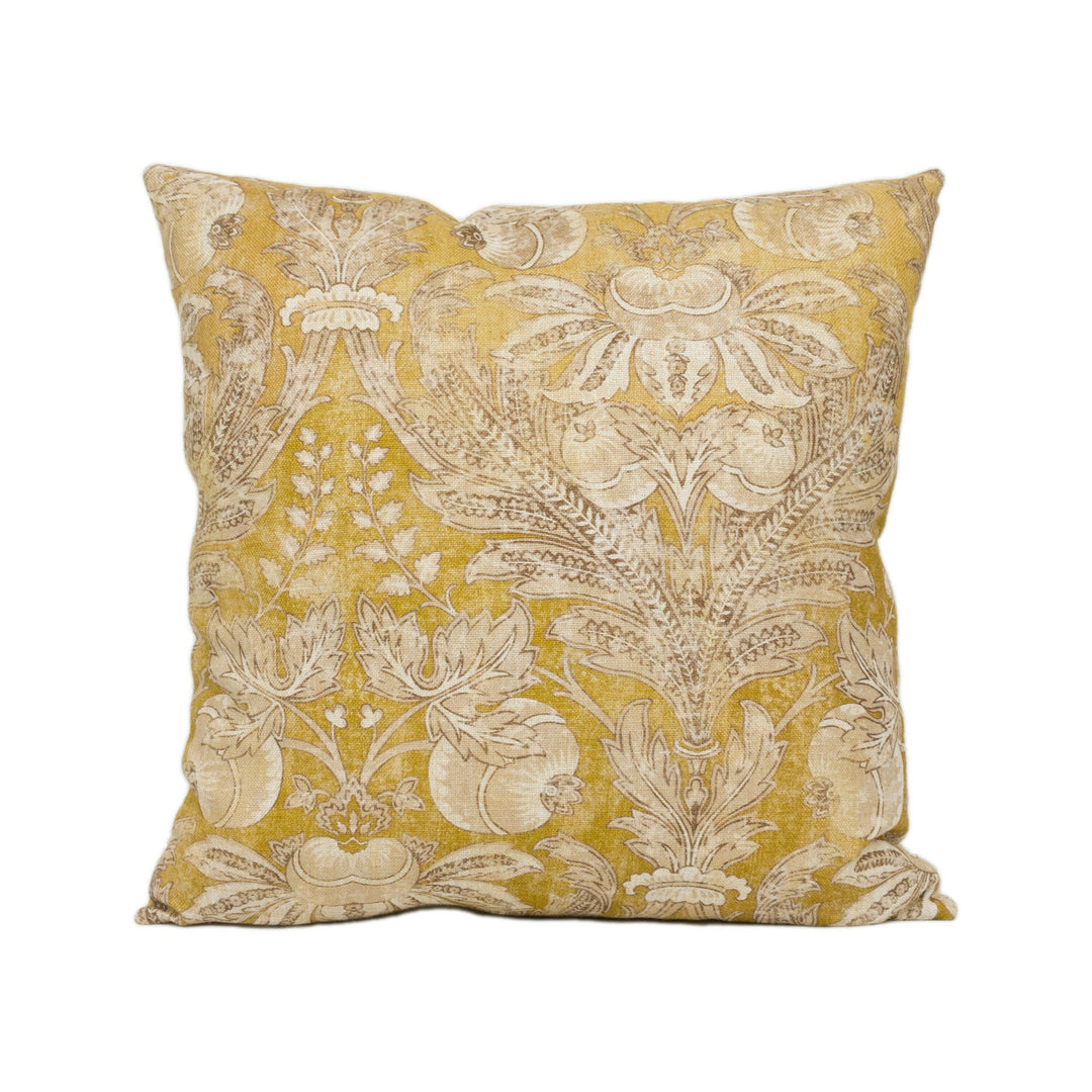 GP & J Baker - Lapura Damask - Ochre - Classic Indienne Damask Floral Designer Cushion Cover - Luxury Throw Pillow - Handmade Home Decor.