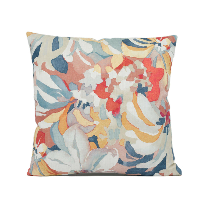 Jane Churchill - Hot House - Red / Aqua - Abstract Floral Cushion Cover - Handmade Throw Pillow - Designer Home Décor.