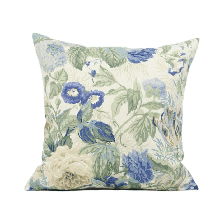 Sanderson - Devonshire Place - Blue / Cream / Green - Pretty Classic Floral Cushion Cover - Handmade Throw Pillow - Designer Home Décor.