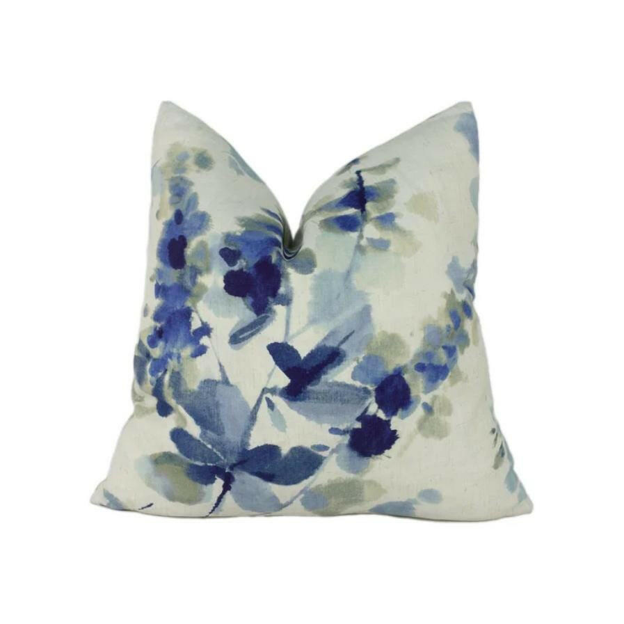 Sanderson - Delphiniums  - Indigo - Stunning Fresh Floral Designer Cushion Cover - Luxury Throw Pillow - Handmade Home Decor.