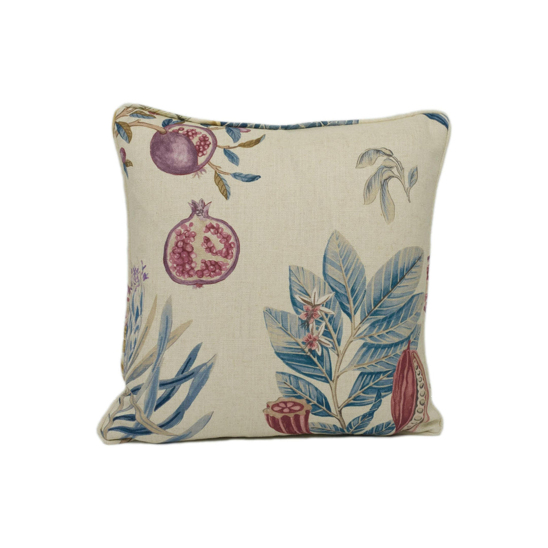 Sanderson - Lily Bank - Ruby / Indigo - Gorgeous Botanical Floral Self Piped Cushion Cover - Handmade Throw Pillow - Designer Home Décor.
