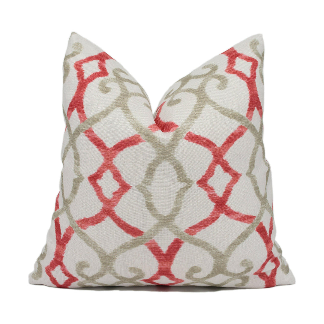 Jane Churchill - Colefax and Fowler - Silwood - Red - Striking Trellis Print Cushion Cover - Handmade Throw Pillow Designer Home Décor.